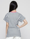 Nevada Short Sleeve T-Shirt Full Print Checkered Print Hello