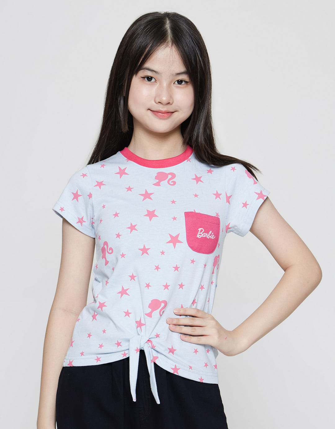 Barbie Print Star Kaos Casual Anak Perempuan