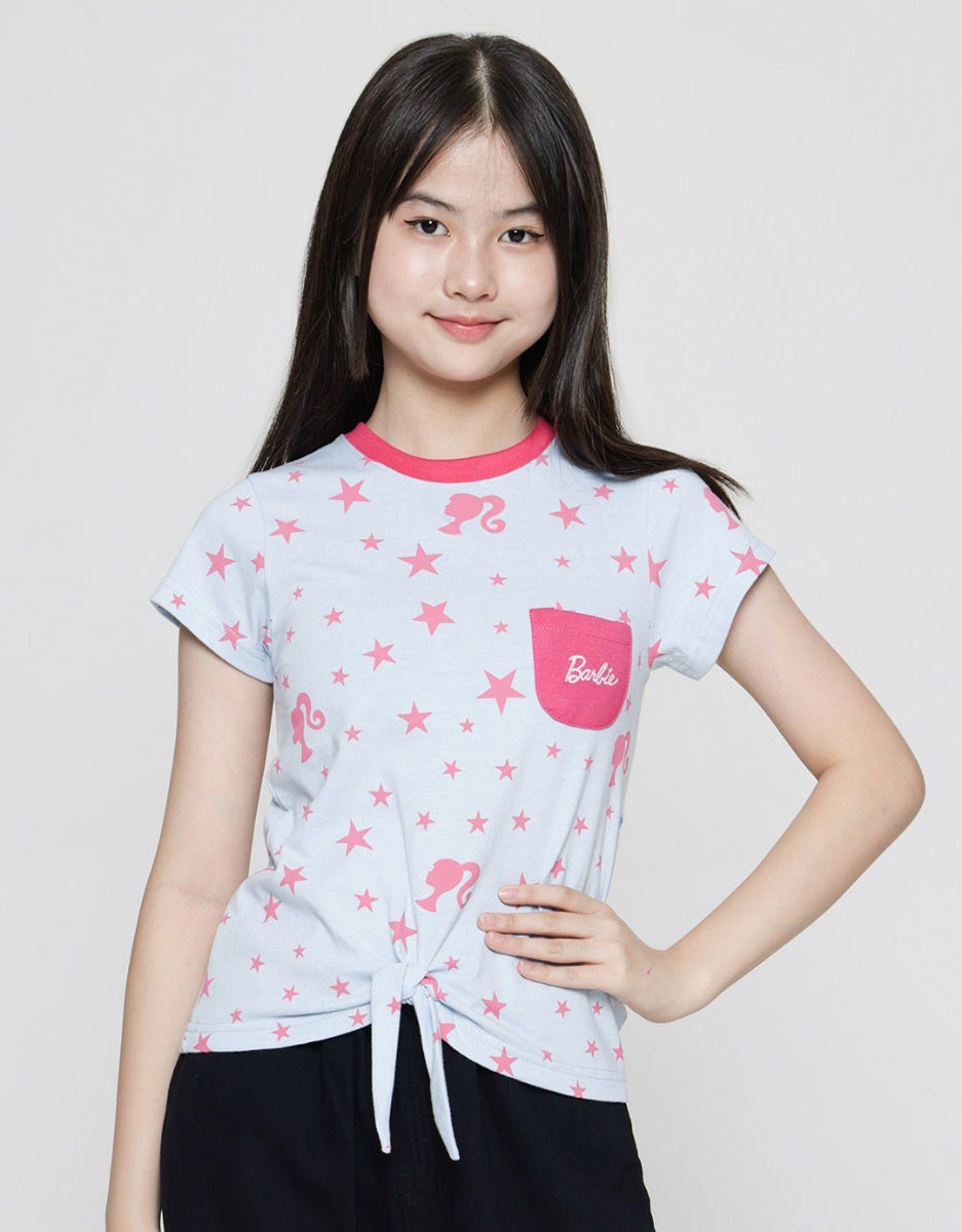 Barbie Print Star Kaos Casual Anak Perempuan