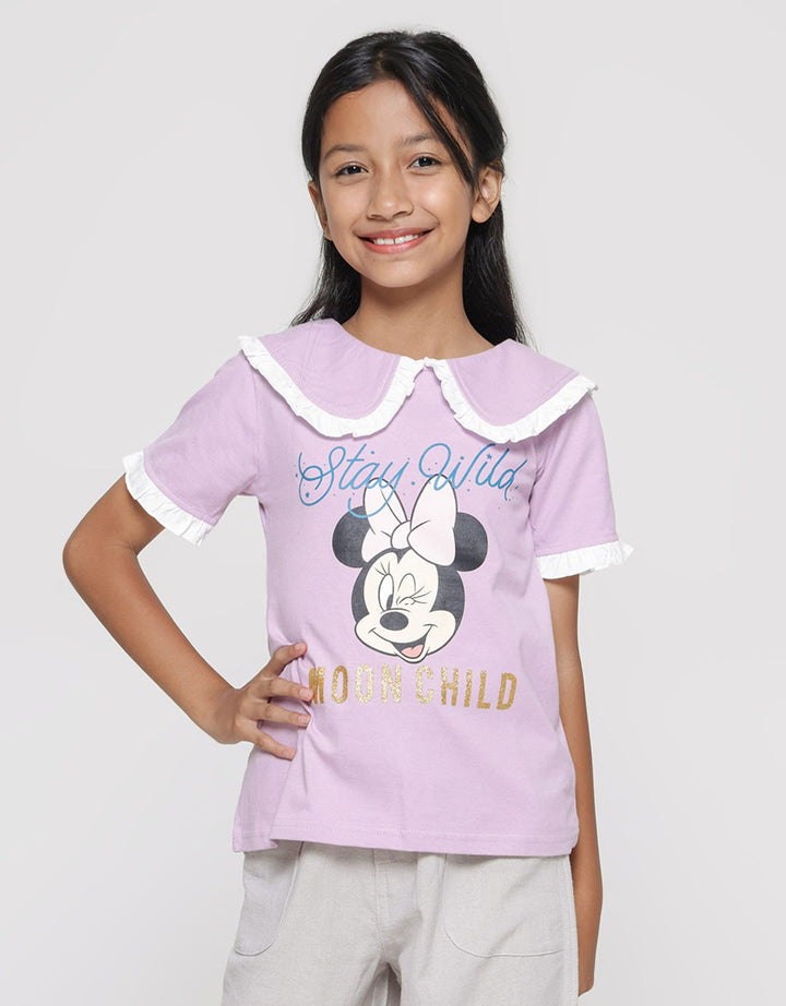 Disney Minnie Ruffle Starry Kaos Anak Perempuan