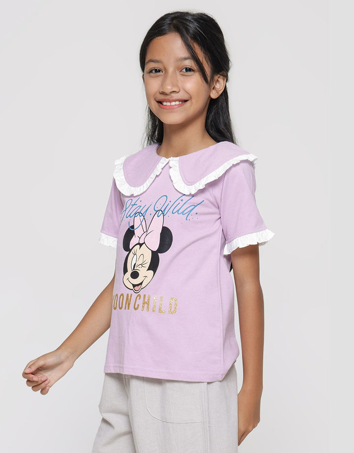 Disney Minnie Ruffle Starry Kaos Anak Perempuan