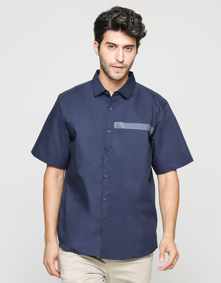 Details Short Sleeve Shirt Poplin Print Rubber Wording