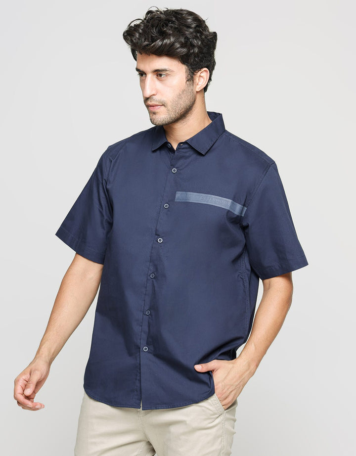 Details Short Sleeve Shirt Poplin Print Rubber Wording