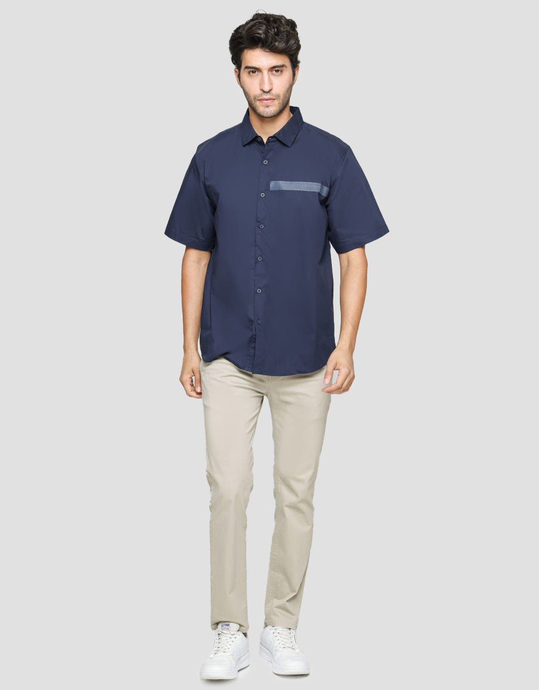 Details Short Sleeve Shirt Poplin Print Rubber Wording
