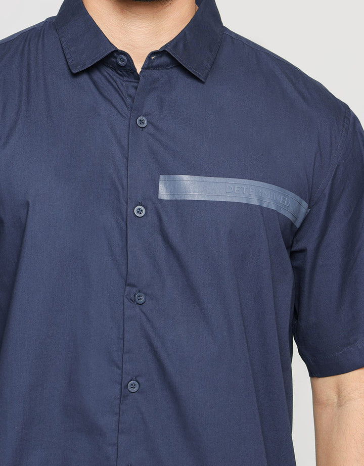Details Short Sleeve Shirt Poplin Print Rubber Wording
