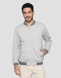 Details Fleece Bomber Varsity Jaket Pria