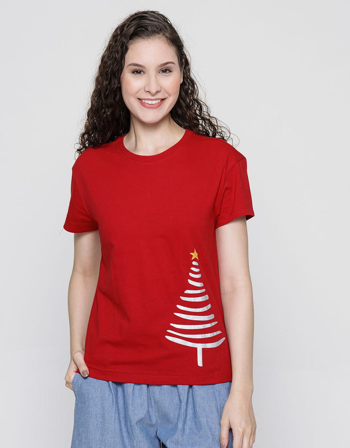 Connexion Xmas Tree Print Kaos Wanita