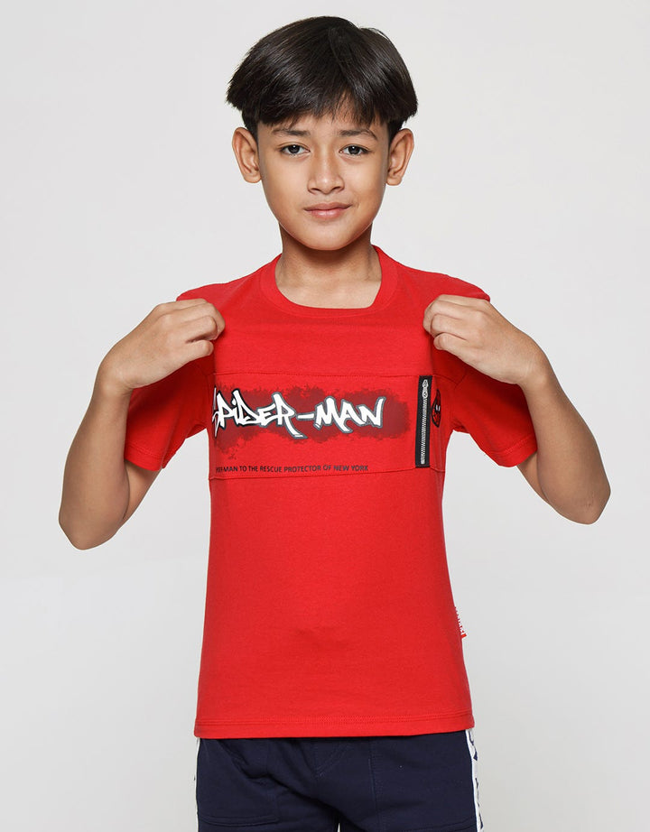 Marvel Short Sleeve T-Shirt Print Spiderman Round Face