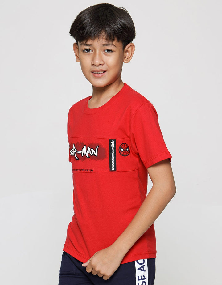 Marvel Short Sleeve T-Shirt Print Spiderman Round Face
