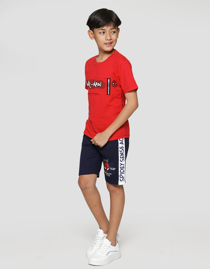 Marvel Short Sleeve T-Shirt Print Spiderman Round Face