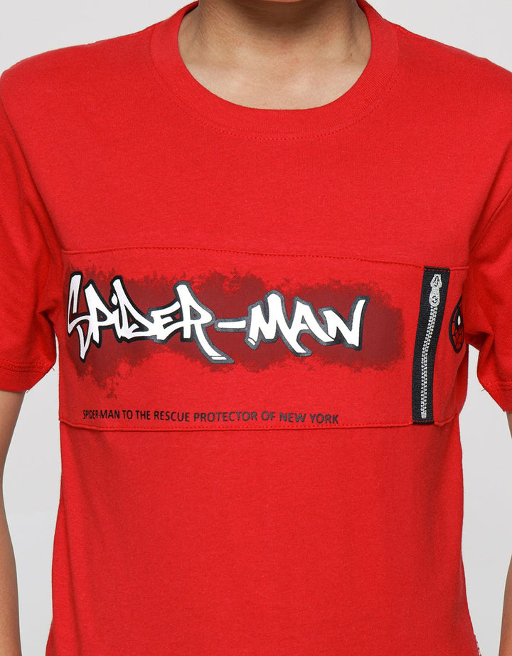 Marvel Short Sleeve T-Shirt Print Spiderman Round Face