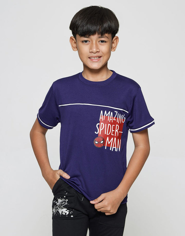 Marvel Short Sleeve T-Shirt Print  Spiderman Amazing Piping Face Bulat