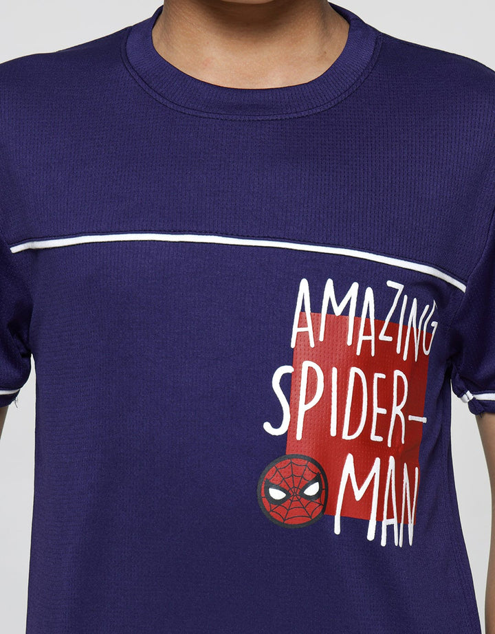 Marvel Short Sleeve T-Shirt Print  Spiderman Amazing Piping Face Bulat