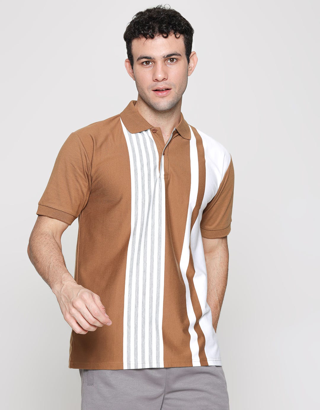Cole Short Sleeve Polo Shirt Vertical Stripe