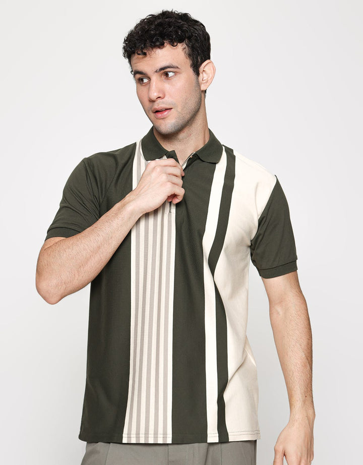 Cole Short Sleeve Polo Shirt Vertical Stripe