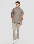 Cole Kemeja Lengan Pendek Solid Double Pocket Pria