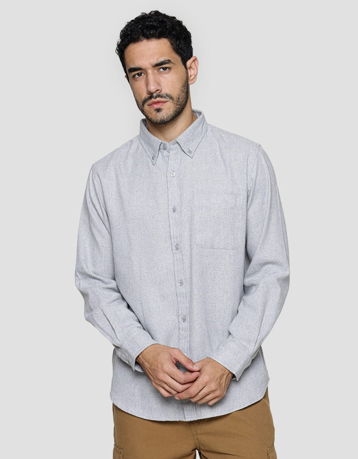 Cole Kemeja Lengan Panjang Solid Cvc Flanel Pria