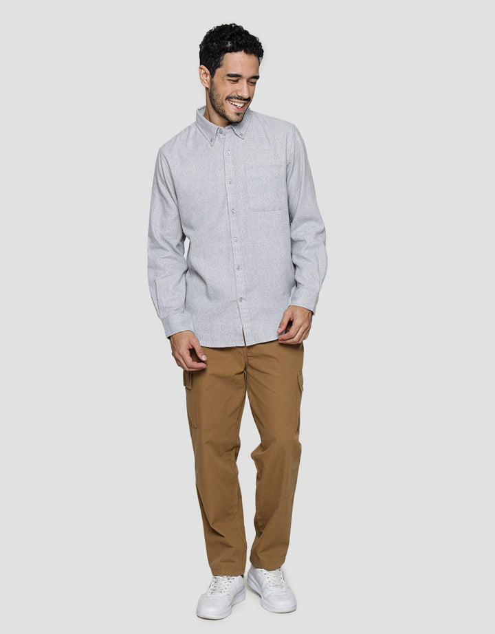 Cole Kemeja Lengan Panjang Solid Cvc Flanel Pria