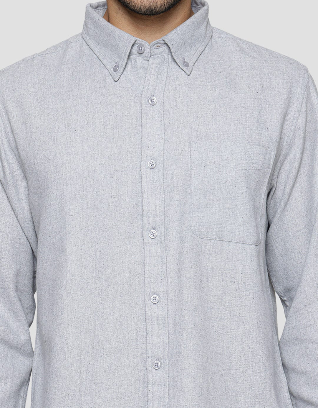 Cole Kemeja Lengan Panjang Solid Cvc Flanel Pria