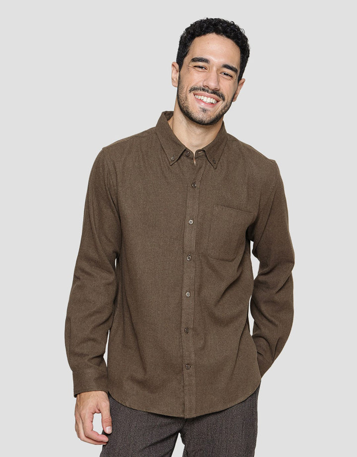 Cole Kemeja Lengan Panjang Solid Cvc Flanel Pria