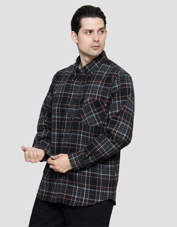 Cole Check Corduroy Kemeja Lengan Panjang Pria