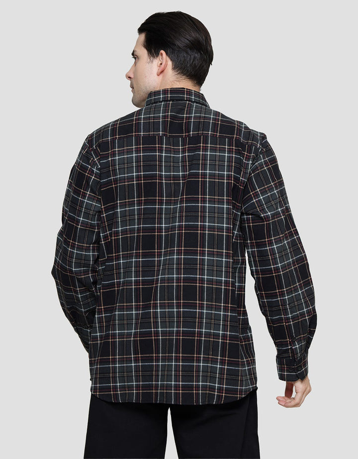 Cole Check Corduroy Kemeja Lengan Panjang Pria