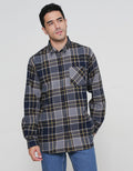 Cole Check Corduroy Kemeja Lengan Panjang Pria