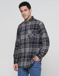 Cole Check Corduroy Kemeja Lengan Panjang Pria