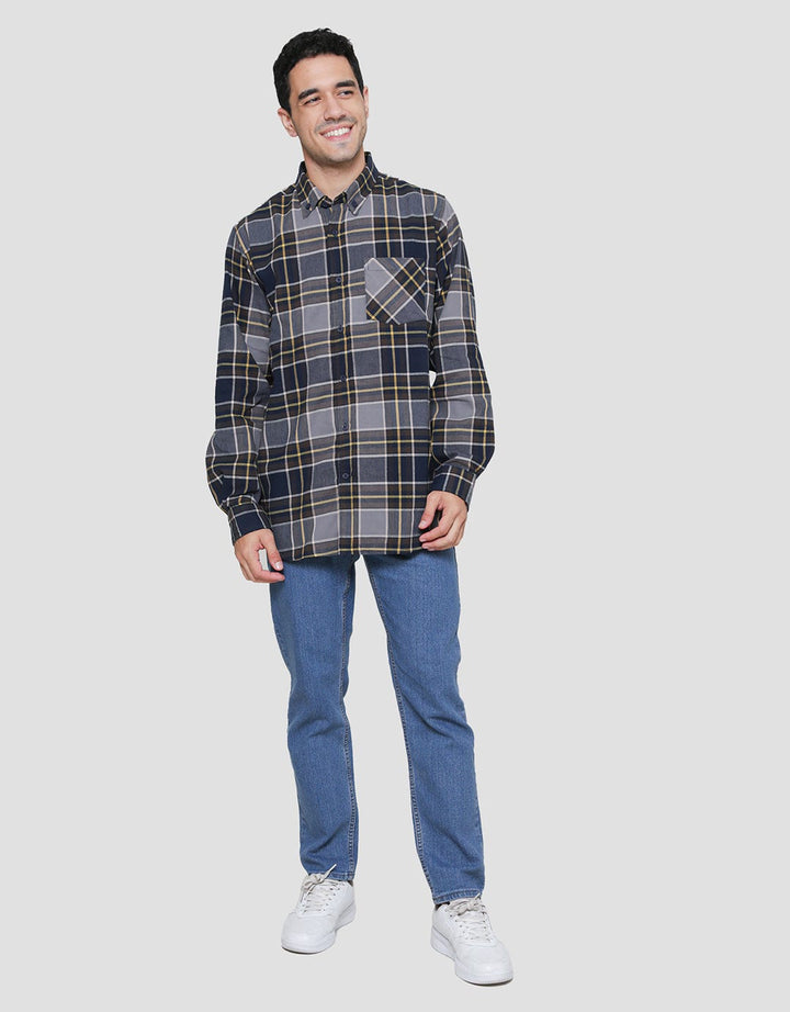 Cole Check Corduroy Kemeja Lengan Panjang Pria