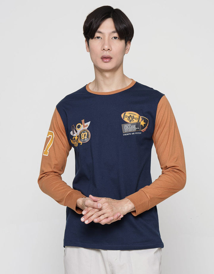 T Zone Long Sleeve T-Shirt Print Theme Varsity Icon - Contrast Sleeve