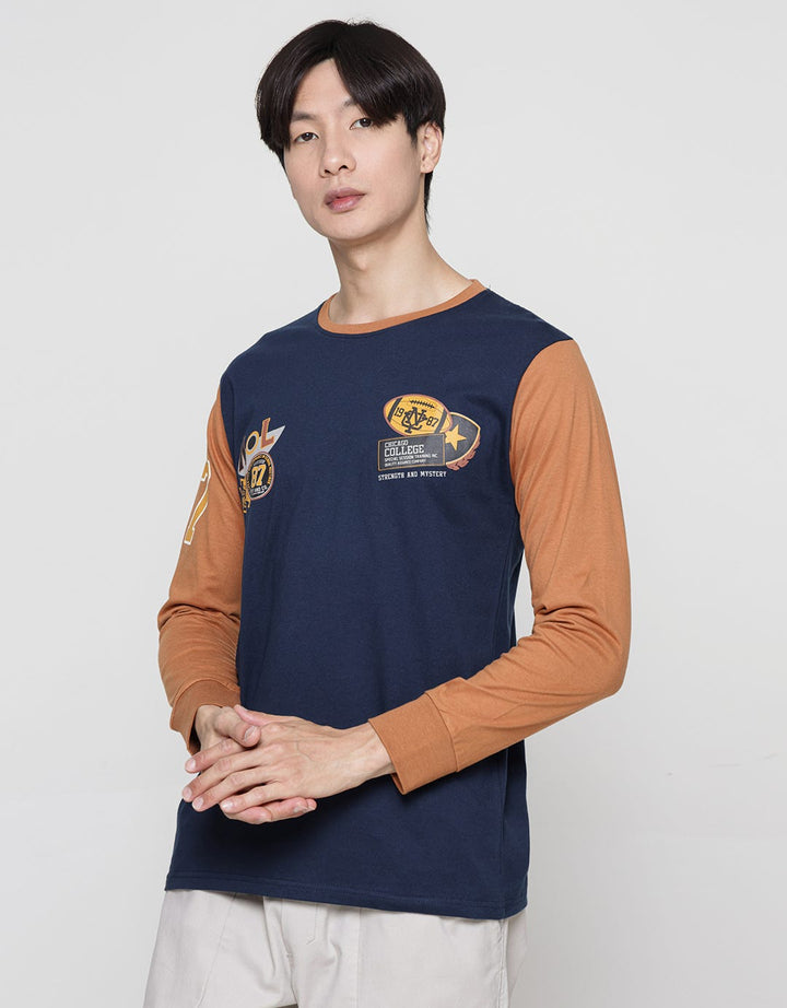 T Zone Long Sleeve T-Shirt Print Theme Varsity Icon - Contrast Sleeve