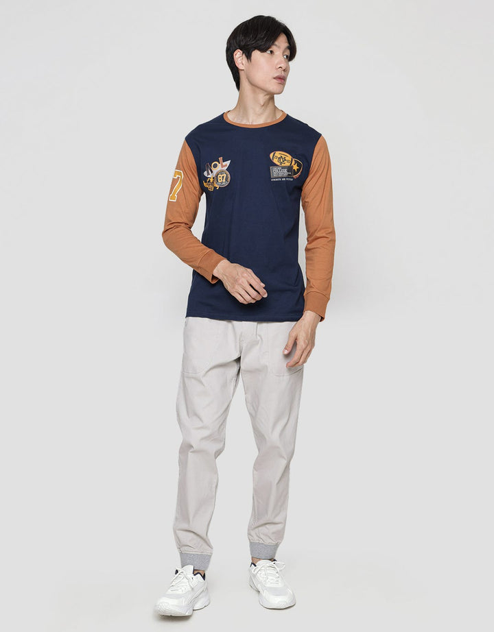 T Zone Long Sleeve T-Shirt Print Theme Varsity Icon - Contrast Sleeve