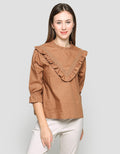 Connexion 7/8 Blouse Sleeve Ruffle Neck With Lace