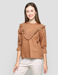 Connexion 7/8 Blouse Sleeve Ruffle Neck With Lace