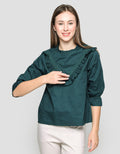 Connexion 7/8 Blouse Sleeve Ruffle Neck With Lace