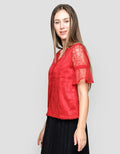 Connexion Lace Tulle Lining Blouse Wanita