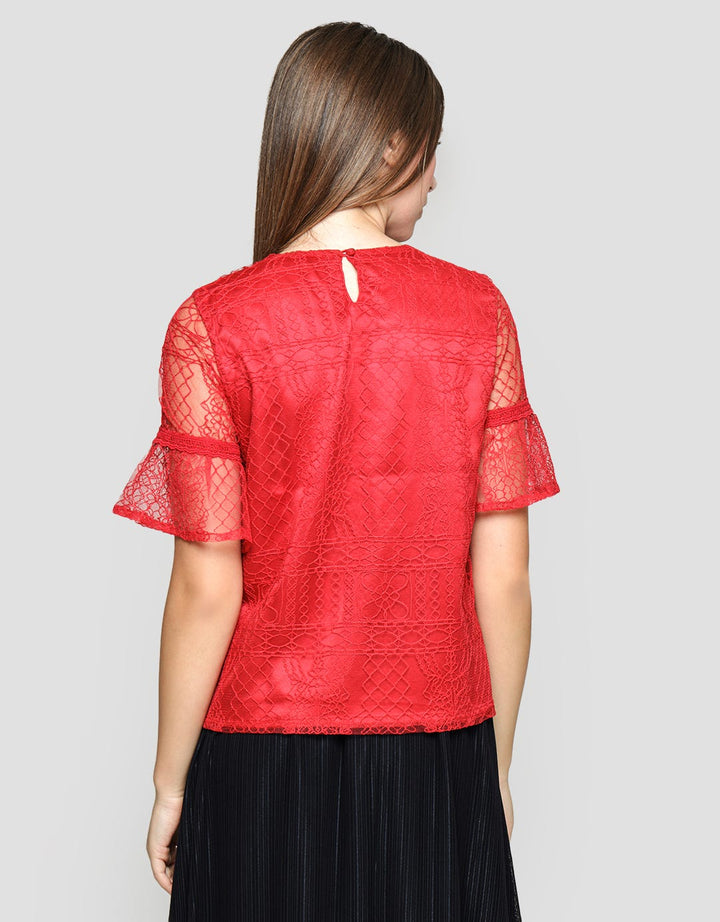 Connexion Lace Tulle Lining Blouse Wanita