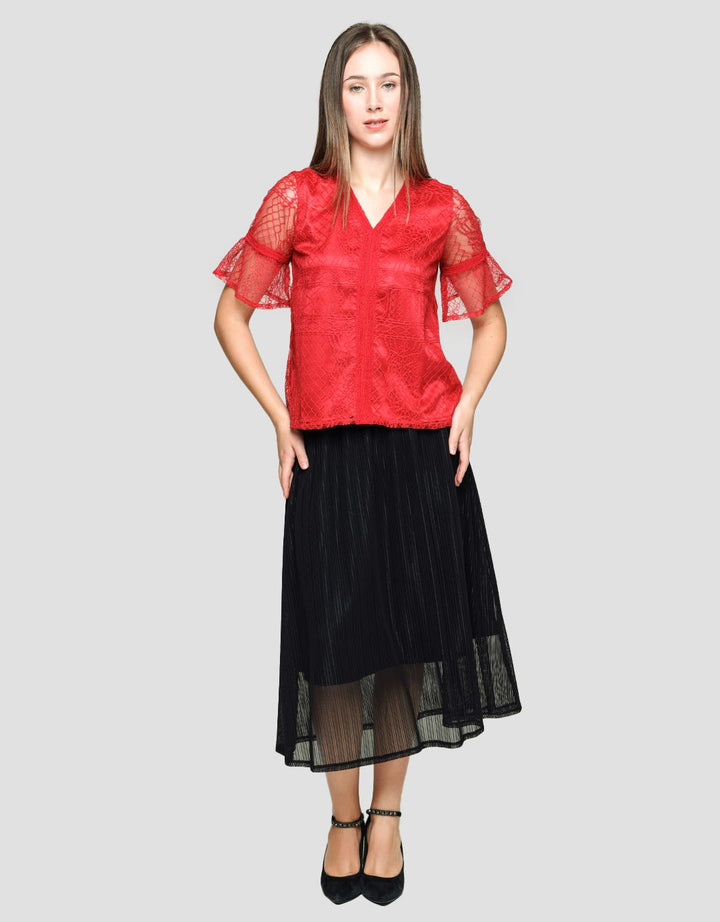 Connexion Lace Tulle Lining Blouse Wanita