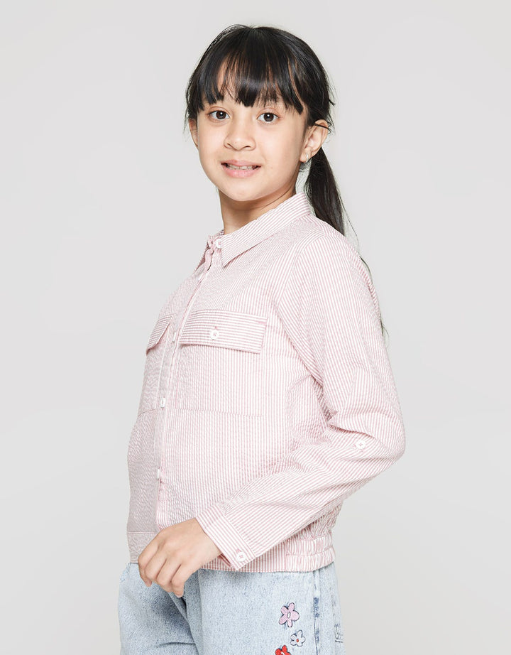 Nevada Long Sleeve Shirt Buttoned Down Stripes With Two Front Pockets