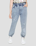 Nevada Denim Long Pants Jogger Destroy With Print Wording