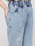 Nevada Denim Long Pants Jogger Destroy With Print Wording