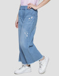 Nevada Embro Flower Girls Denim Pants