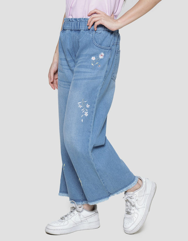Nevada Embro Flower Girls Denim Pants