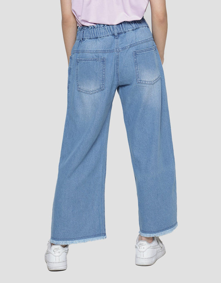 Nevada Embro Flower Girls Denim Pants