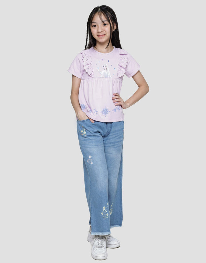 Nevada Embro Flower Girls Denim Pants