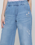 Nevada Embro Flower Girls Denim Pants