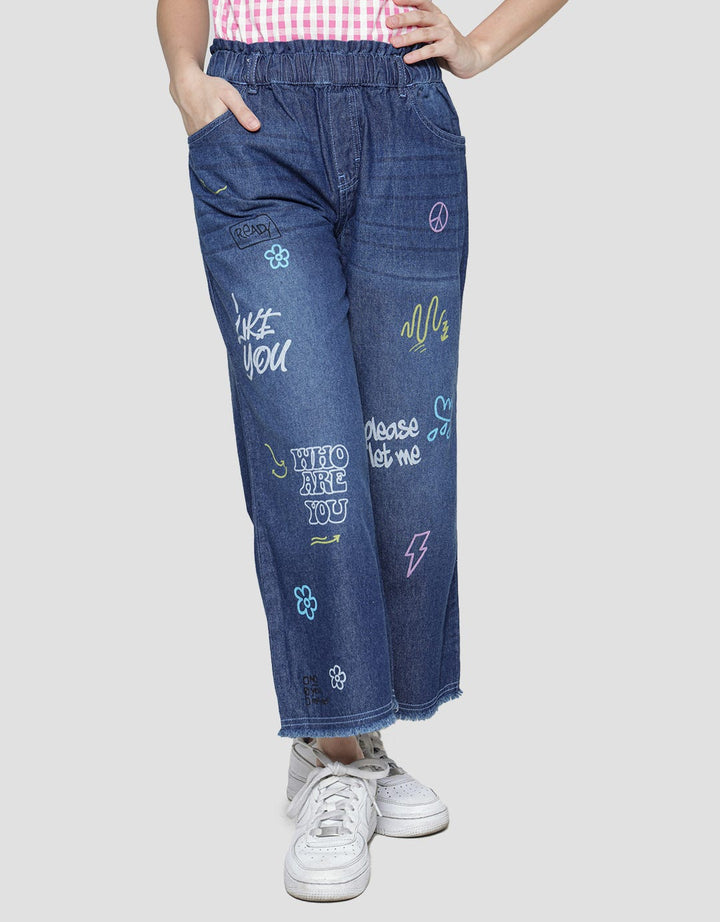 Nevada Grafitti Wideleg Celana Denim Anak Perempuan