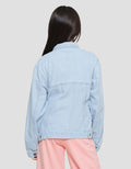 Nevada Two Front Pocket Flower Embro Jaket Denim Anak Perempuan