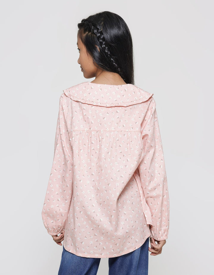 Nevada Flower Print With Collar Ruffle Blouse Anak Perempuan