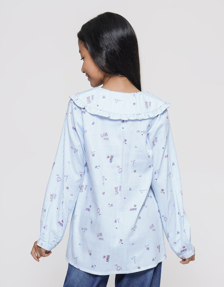 Nevada Stripes With Big Round Collar Blouse Anak Perempuan